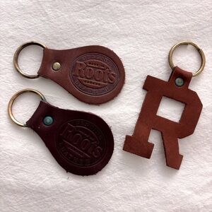 Vintage 90’s Roots Brown and Burgundy Leather Keychains - Brand New